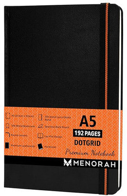 MENORAH - Dotted Journal Notebook - 192 Pages- 100 GSM-(21 x 13.5 Cm) - Office Notebook A5 Notebook DOTTED 192 Pages(Black)