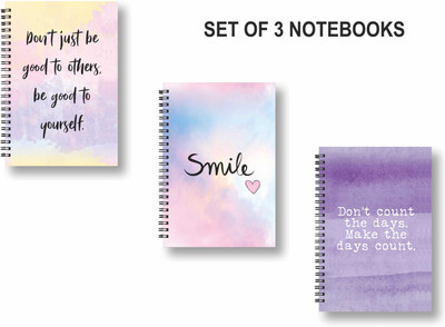 ROT RIX combo of 3 Notebooks A5 Diary Ruled 144 Pages(Violet, Multicolor, Pack of 3)