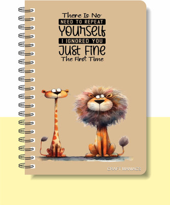 craft maniacs CUTE PUN 2025 NOTEBOOKS A5 Notebook RULED 120 Pages(Multicolor)