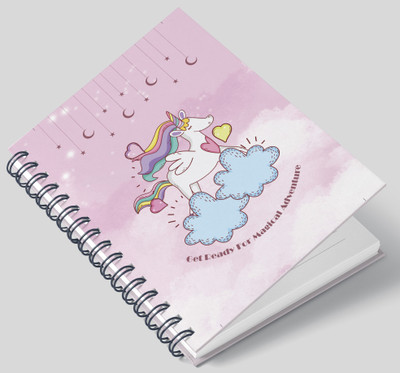 AccuPrints Pink unicorn wiro Diary A5 Diary Ruled 200 Pages(Multicolor)