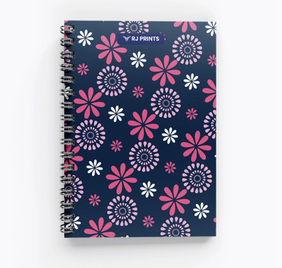 RJPRINTS Floral Pattern A5 Notebook Unruled 200 Pages(Purple)