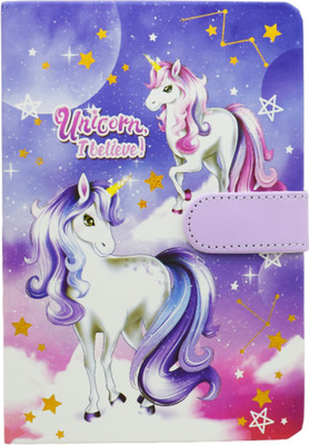 AARVI Unicorn Theme Diary with Magnetic Closure for Kids,Girls A5 Diary Ruled 145 Pages(Multicolor)