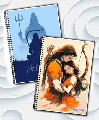 NOTEme Hanuman & Ram-Sita Art Covers A5 Notebook Unruled 200 Pages(Multicolor, Pack of 2)