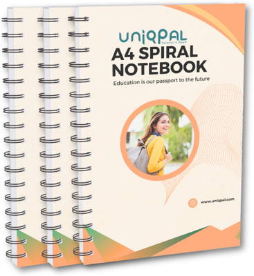 UNIQPAL SPIRAL Notebook A4 Notebook UNRULED/PLAIN 200 Pages(Multicolor, Pack of 3)