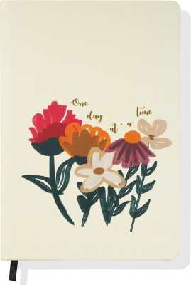 YETZ A5 One Day At A Time Floral Hardcover 80GSM 160 Pages Bookmark Floral Diary A5 Diary Ruled 160 Pages(Off-white)