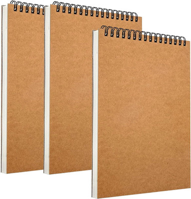Mamowla A5 Sketch Pad Sketch Books Spiral Bound Hardback Sketch Pad - Landscape A5 Note Pad Blank 120 Pages(Brown, Pack of 3)