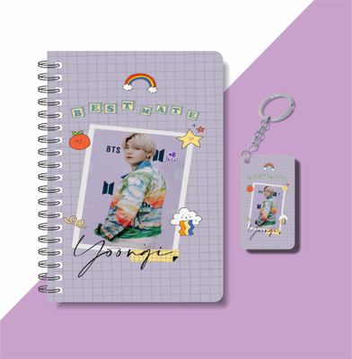 craft maniacs SUGA DIARY & KEYCHAIN A5 Notebook RULED 120 Pages(Multicolor)