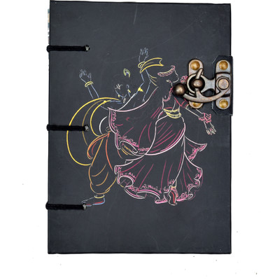 CRAFT CLUB Hand Sewn Cotton Paper Diary Radha Krishna Dancing Art Journal A5 Diary unrulled 200 Pages(Black)