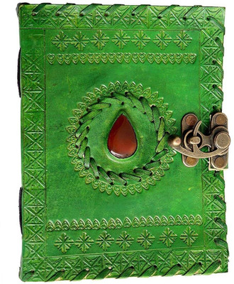 KRISHNA HANDICRAFTS ntique Handmade Leather Bound Daily Notepad Diaries for Men Women A5 Diary Unruled 100 Pages(Green)