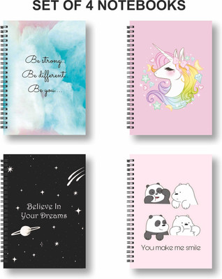 Papco Notebook A5 Diary Ruled 144 Pages(Pink, Pack of 4)