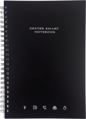 CUIR ALLY Dexter Spiral Smart Notebook Erasable and Reusable A5 Note Book Ruled 20 Pages(Black)