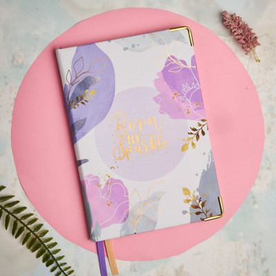 Doodle Premium Sparkle in Style A5 Notebook With Metal Corners Ruled 160 Pages(White)