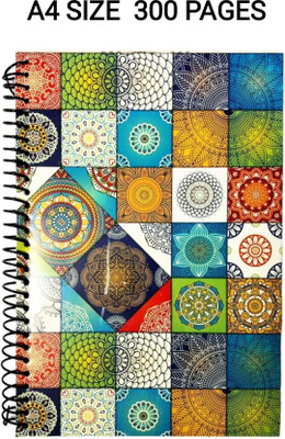 R K SALES A4 Spiral Notebook A4 Notebook Single Ruled 300 Pages(Multicolor, Pack of 2)