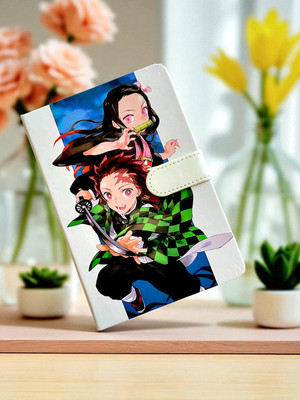SSAppliances Demon Slayer Diary with Magnetic Lock | Tanjiro & Nezuko Anime Notebook A5 Diary RULLED 100 Pages(White)