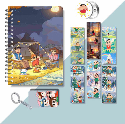 craft maniacs 2025 SHINCHAN DIARY & 6 FREEBIE BOOKMARKS & ONE KEYCHAIN & ONE BADGE A5 Diary RULED 160 Pages(Multicolor)