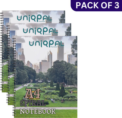 UNIQPAL Set of 3 A4 Notebook UNRULED 200 Pages(Multicolor, Pack of 3)