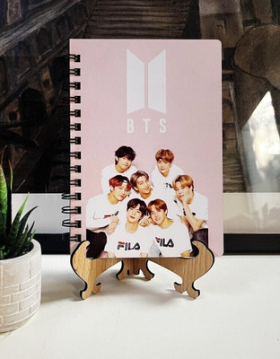 hariom trading and co BTS DIARY, MDF Handcraft Designer Diary A5 Diary Ruled 160 Pages(Light Pink)