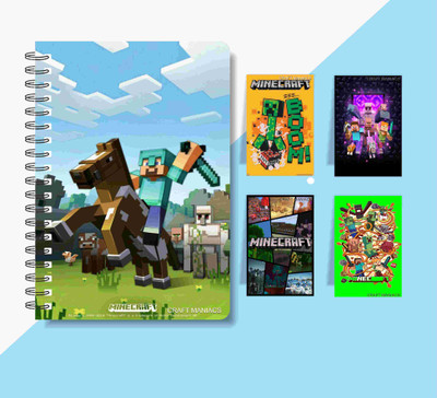craft maniacs MINECRAFT DIARY & MAGNETIC BOOKMARKS A5 Notebook RULED 120 Pages(Multicolor)