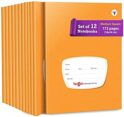 Target Publications Medium Square Ruled Notebooks (172 Pages) | Soft Brown Cover | 18 cm x 24 cm Approx | Maths Exercise Small Notebooks (Square - 0.5 inch) | Pack of 12 Books | GSM 58 Regular Notebook Ruled Pages 2064 Pages(Brown, Pack of 12)