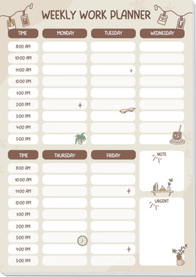 Gobooly My Weekly Work Planner With Magnetic Back A5 Memo Pad Ruled 80 Pages(Brown)