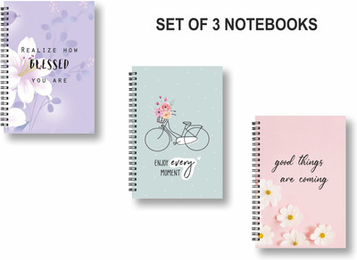 ROT RIX combo of 3 Notebooks A5 Diary Unruled 144 Pages(Peach, Multicolor, Pack of 3)