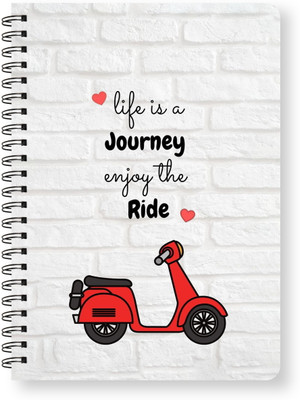 Sketchfab Spiral-Wiro Hard bound A5, Notebooks, For Writing Personal, Students (11889) A5 Diary Unruled 144 Pages(White, Red)