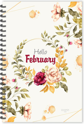 ESCAPER Floral Hello February Monthly Diary (Ruled-A5 Size), February Month diary, Notebook A5 Diary Ruled 160 Pages(Multicolor)