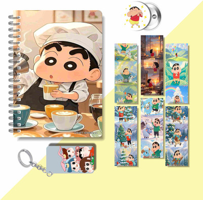 craft maniacs 2025 SHINCHAN DIARY & 6 FREEBIE BOOKMARKS & ONE KEYCHAIN & ONE BADGE A5 Diary RULED 160 Pages(Multicolor)