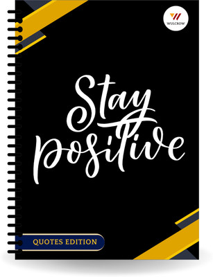 Wulcrow Premium Notebook | QUOTES EDITION | STAY POSITIVE| A5 Notebook UNRULED 140 Pages(Black)