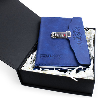 Stargood Innovation Lock Diary with Gift Box A5 Diary Ruled 162 Pages(Navy Blue)