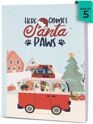 ABC Zigly Limited Edition A5 Notebook Ruled 200 Pages(Santa Paws, Pack of 5)