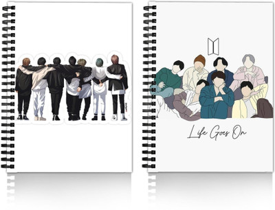 DI-KRAFT Diary Combo Pack | Printed Diary combo Pack | BTS New Collection A5 Diary Unruled 160 Pages(White, Pack of 2)