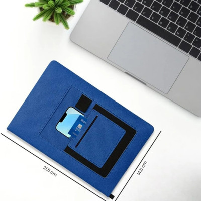 FINARO Diary For Office Use Mobile&Card Holder Or Pen Loop Dairy book For Personal Use A5 Note Book Ruled 200 Pages(Blue)