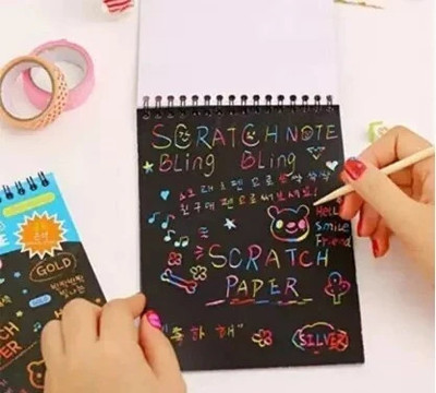 Srishti Collection Coloring Magic Book Drawing and Writing For Kids Regular Notebook Scratch Book 20 Pages(Black)