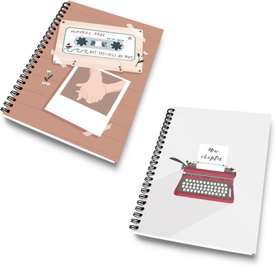 DI-KRAFT Diary Combo Pack | Printed Diary combo Pack | BTS New Collection A5 Diary Unruled 120 Pages(Light Grey and Biege, Pack of 2)