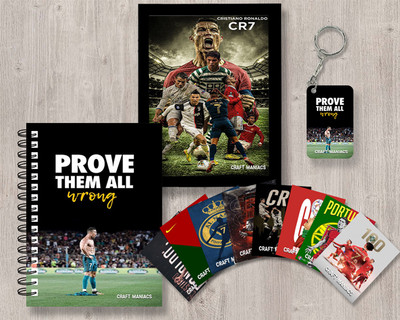 craft maniacs FOOTBALLER GIFTING COMBO A5 Organizer RULED 120 Pages(Black)
