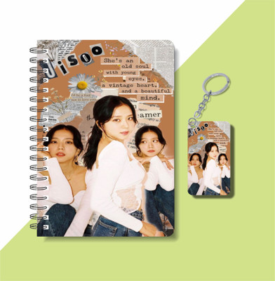 craft maniacs JISSO BLACKPINK DIARY & KEYCHAIN A5 Notebook RULED 120 Pages(Multicolor)
