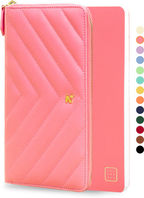 NEORAH Petite Travel Journal Diary COMPENDIUM + Replaceable Dot Grid Refill Notebook Assorted Organizer ‎Dotted 160 Pages(Pink)