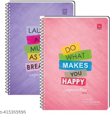 Pragya Subject Notebook | 6 Subject Spiral Notebook A4 Notebook Pages Ruled 300 Pages(Multicolor, Pack of 2)
