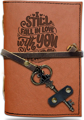 DI-KRAFT Handmade Classic Design Leather-Printed Leather A6 Diary Unruled 200 Pages(Brown 32)