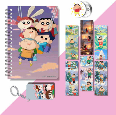 craft maniacs 2025 SHINCHAN DIARY & 6 FREEBIE BOOKMARKS & ONE KEYCHAIN & ONE BADGE A5 Diary RULED 160 Pages(Multicolor)