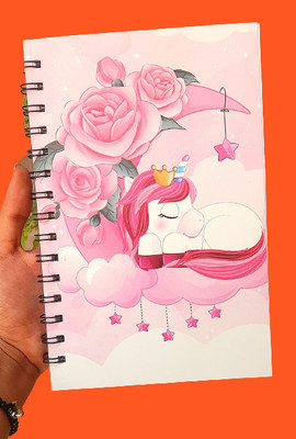 NAVDEEP COLLECTION Unicorn Diary A5 Diary 120 100 Pages(Pink)