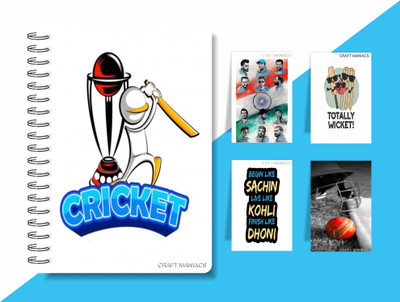 craft maniacs CRICKET 2024 NOTEBOOK COLLECTION A5 Notebook RULED 160 Pages(White)