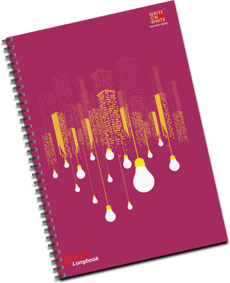 WRITE ON WHITE Illustrative Cityscape THEME SPIRAL COVER A4 Notebook RULLED 200 Pages(DEEP RED)