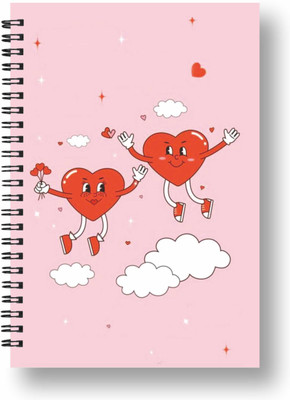 3DS Valentine Notebooks A5 Diary Ruled 144 Pages(Pink, Red)