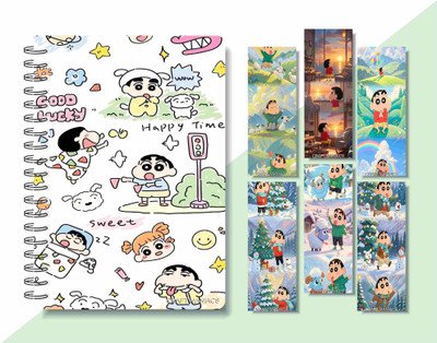 craft maniacs 2024 SHINCHAN DIARY & 6 FREEBIE BOOKMARKS A5 Notebook RULED 160 Pages(Multicolor)