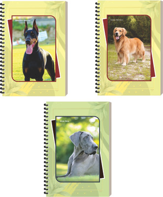 ESCAPER Dog Designer Journal Diary, Spiral Notebook, Notepad For Writing A5 Diary Ruled 160 Pages(Combo- D, Pack of 3)