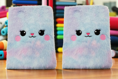 Eclet 2pcs Soft Cute Fur Diary for Girls/boys Personal Diary A5 Diary Furry Diary for Girls Fur Cover Notebook with Ruled Page 80 Pages(Multicolor)