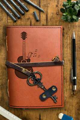 DI-KRAFT Handmade Classic Design Leather-Printed Leather A6 Diary Unruled 200 Pages(Brown 11)
