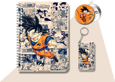 craft maniacs DRAGON BALL Z DIARY & 2 FREEBIE A5 Notebook RULED 120 Pages(Multicolor, Pack of 3)